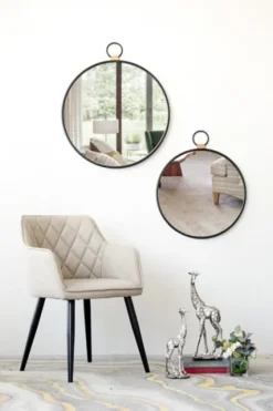 Black Metal Frame Round Loop Wall Mirror-Kirkland's Home Fashion