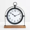 Black Metal Frame With Wood Base Tabletop Clock-Kirkland's Home Clearance