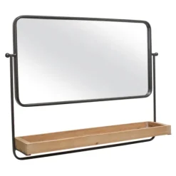 Black Metal Frame Wood Shelf Wall Mirror-Kirkland's Home Flash Sale