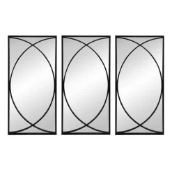 Black Metal Geometric Wall Mirrors, Set Of 3-Kirkland's Home Cheap