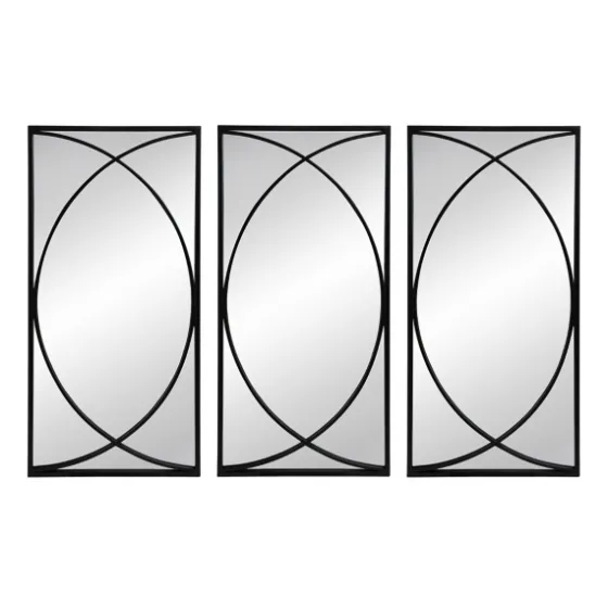 Black Metal Geometric Wall Mirrors, Set Of 3-Kirkland's Home Cheap