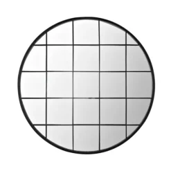 Black Metal Grid Frame Round Wall Mirror-Kirkland's Home Sale