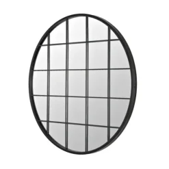 Black Metal Grid Frame Round Wall Mirror-Kirkland's Home Sale