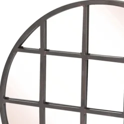 Black Metal Grid Overlay Round Mirror-Kirkland's Home Online