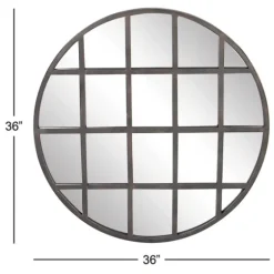 Black Metal Grid Overlay Round Mirror-Kirkland's Home Online