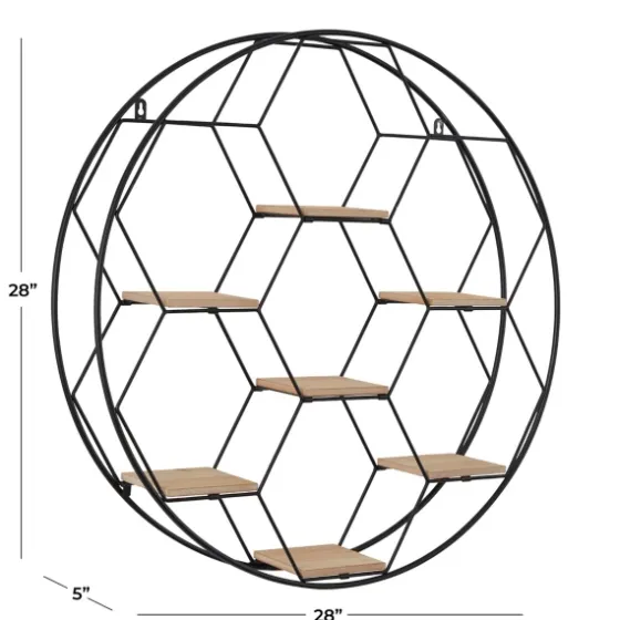 Black Metal Hexagonal Frame Wall Shelf-Kirkland's Home Clearance