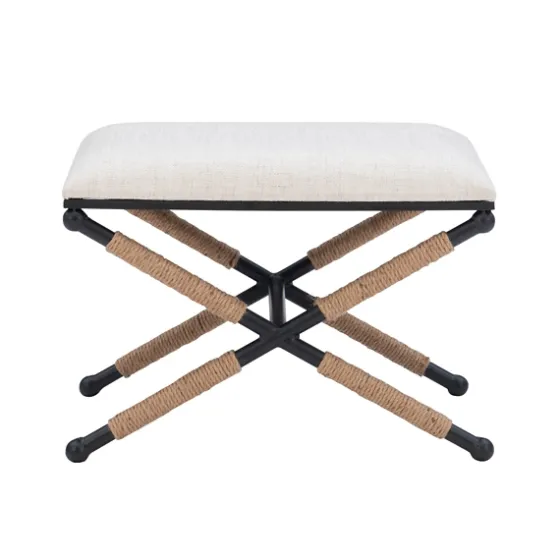 Black Metal Legs Accent Stool With Rope Detail-Kirkland's Home Best