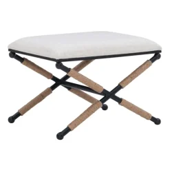Black Metal Legs Accent Stool With Rope Detail-Kirkland's Home Best