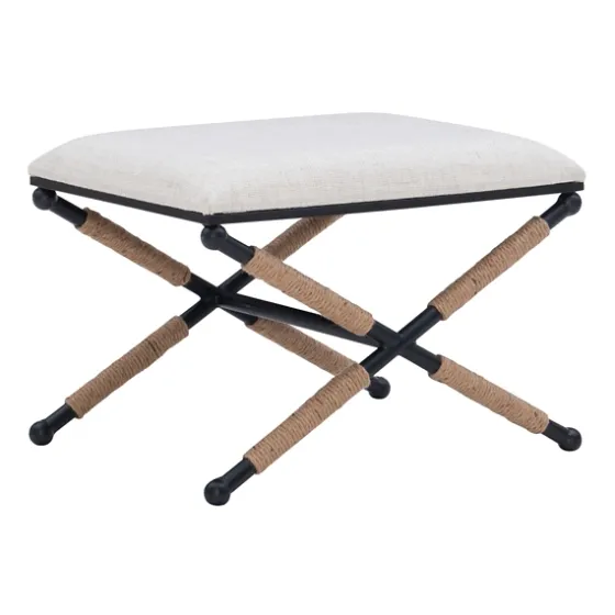 Black Metal Legs Accent Stool With Rope Detail-Kirkland's Home Best