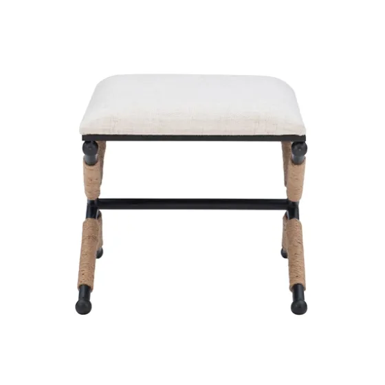 Black Metal Legs Accent Stool With Rope Detail-Kirkland's Home Best