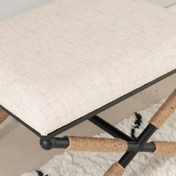 Black Metal Legs Accent Stool With Rope Detail-Kirkland's Home Best