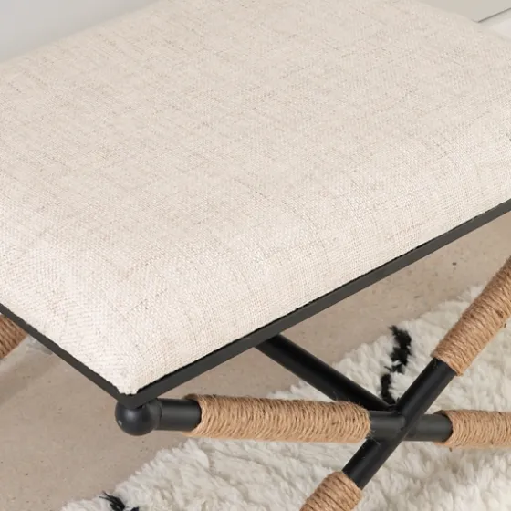 Black Metal Legs Accent Stool With Rope Detail-Kirkland's Home Best