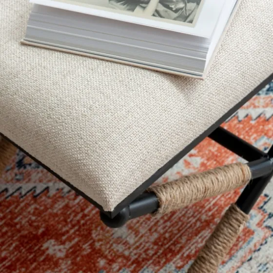 Black Metal Legs Accent Stool With Rope Detail-Kirkland's Home Best