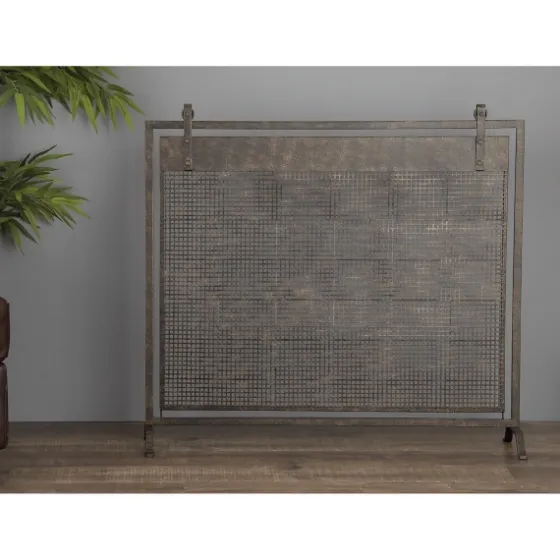 Black Metal Mesh Fireplace Screen-Kirkland's Home New