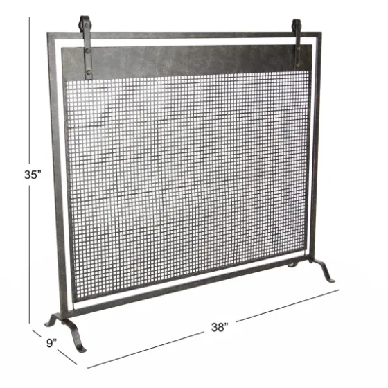 Black Metal Mesh Fireplace Screen-Kirkland's Home New