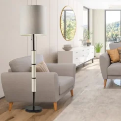 Black Metal Modern Accented Floor Lamp-Kirkland's Home New