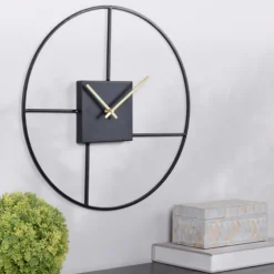 Black Metal Open Back Abstract Wall Clock-Kirkland's Home Outlet