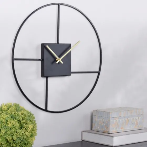 Black Metal Open Back Abstract Wall Clock-Kirkland's Home Outlet