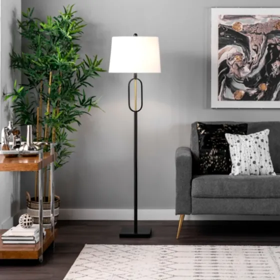 Black Metal Oval Gold Center Floor Lamp-Kirkland's Home Best