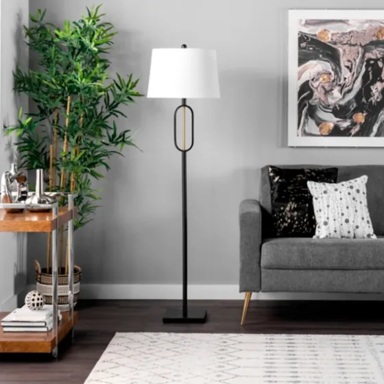 Black Metal Oval Gold Center Floor Lamp-Kirkland's Home Best