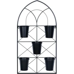Black Metal Panel 5-Pot Wall Planter-Kirkland's Home Best Sale