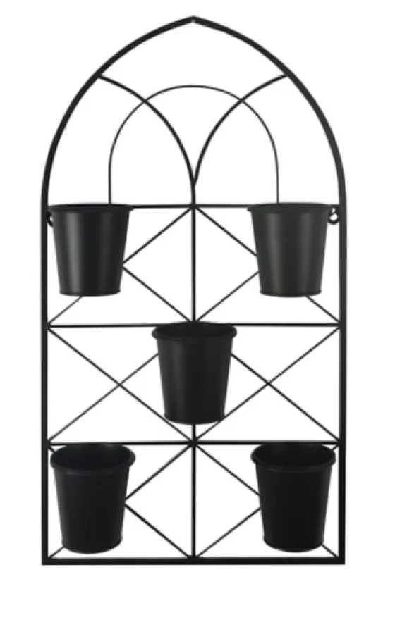 Black Metal Panel 5-Pot Wall Planter-Kirkland's Home Best Sale