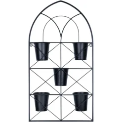 Black Metal Panel 5-Pot Wall Planter-Kirkland's Home Best Sale