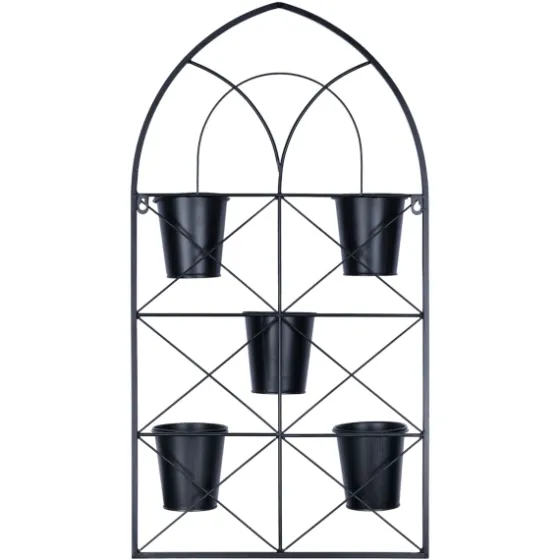 Black Metal Panel 5-Pot Wall Planter-Kirkland's Home Best Sale