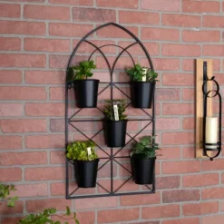 Black Metal Panel 5-Pot Wall Planter-Kirkland's Home Best Sale