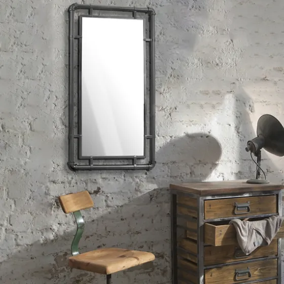 Black Metal Pipe Connected Mirror-Kirkland's Home Discount