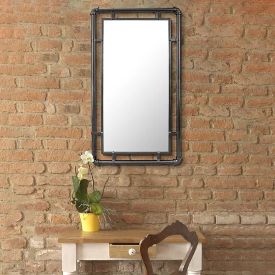 Black Metal Pipe Connected Mirror-Kirkland's Home Discount