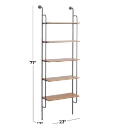 Black Metal Pipe Frame Brown Wood Wall Shelf-Kirkland's Home Flash Sale