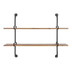 Black Metal Pipe Two-Tier Wall Mounted Shelf-Kirkland's Home Store