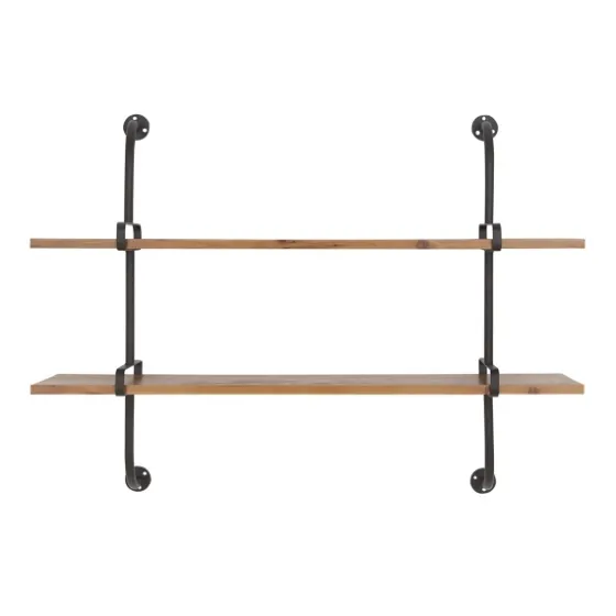 Black Metal Pipe Two-Tier Wall Mounted Shelf-Kirkland's Home Store