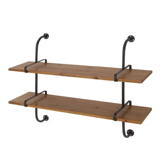 Black Metal Pipe Two-Tier Wall Mounted Shelf-Kirkland's Home Store