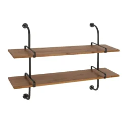 Black Metal Pipe Two-Tier Wall Mounted Shelf-Kirkland's Home Store