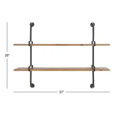 Black Metal Pipe Two-Tier Wall Mounted Shelf-Kirkland's Home Store