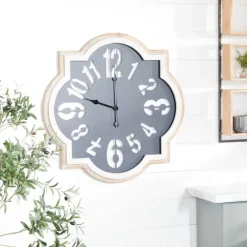 Black Metal Quatrefoil Farmhouse Wall Clock-Kirkland's Home Online