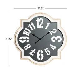 Black Metal Quatrefoil Farmhouse Wall Clock-Kirkland's Home Online