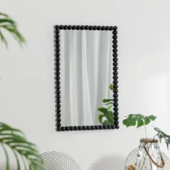 Black Metal Rectangle Beaded Wall Mirror-Kirkland's Home Discount