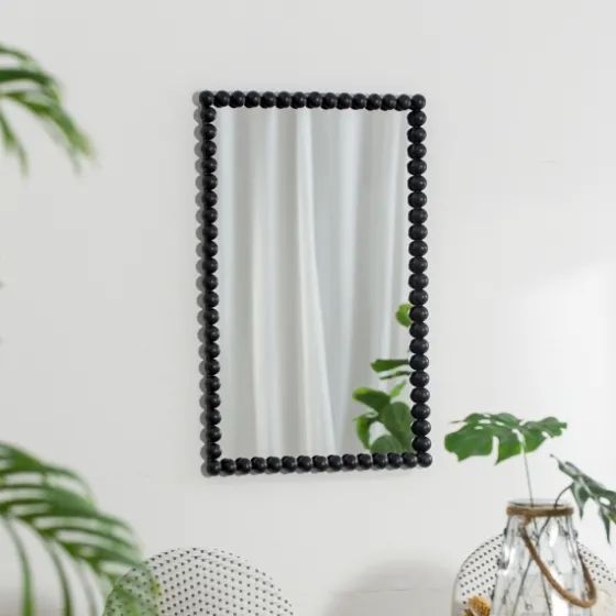 Black Metal Rectangle Beaded Wall Mirror-Kirkland's Home Discount
