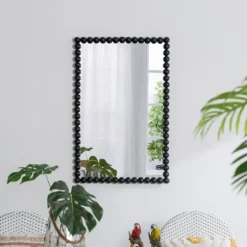Black Metal Rectangle Beaded Wall Mirror-Kirkland's Home Discount
