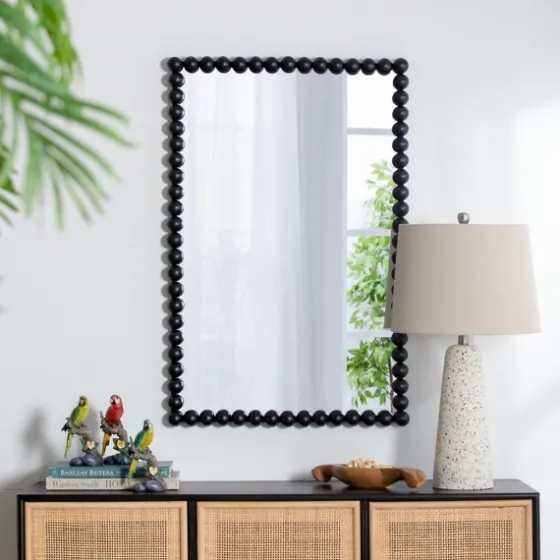 Black Metal Rectangle Beaded Wall Mirror-Kirkland's Home Discount