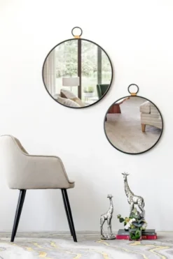 Black Metal Round Top Loop Wall Mirror-Kirkland's Home Fashion