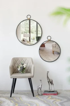 Black Metal Round Top Loop Wall Mirror-Kirkland's Home Fashion