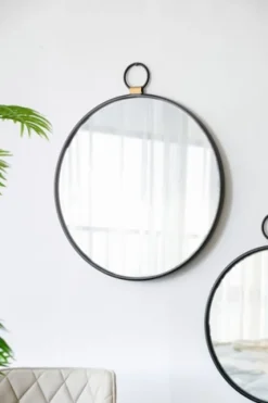 Black Metal Round Top Loop Wall Mirror-Kirkland's Home Fashion
