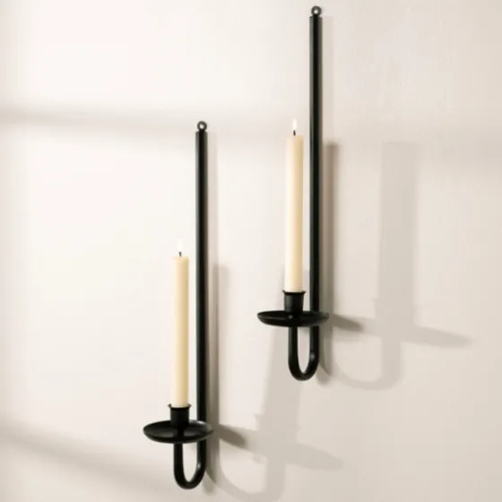 Black Metal Taper Candle Holder Sconces, Set Of 2-Kirkland's Home Store