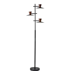 Black Metal Wood Accent Contemporary Floor Lamp-Kirkland's Home Cheap