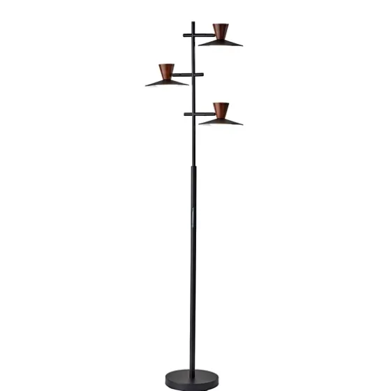 Black Metal Wood Accent Contemporary Floor Lamp-Kirkland's Home Cheap