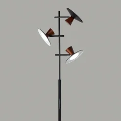 Black Metal Wood Accent Contemporary Floor Lamp-Kirkland's Home Cheap